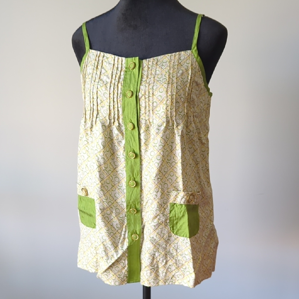 Juicy Couture Cream and Lime green Silk Top 90s